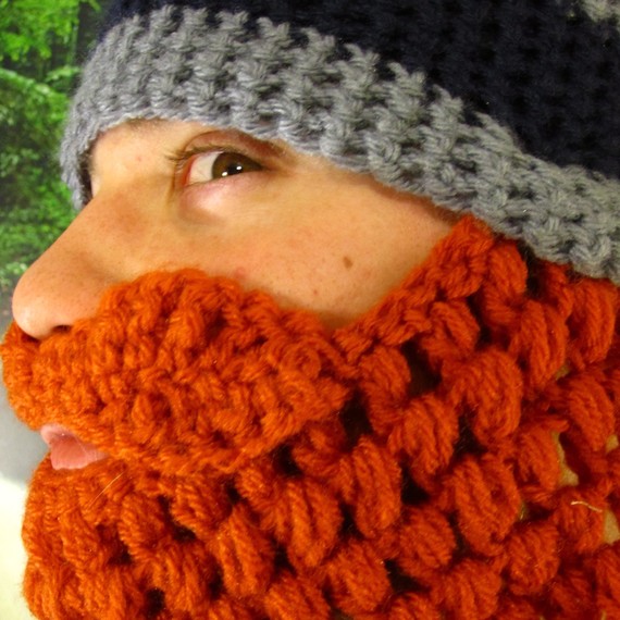 Bearded Beanie - Removable Beard - Striped